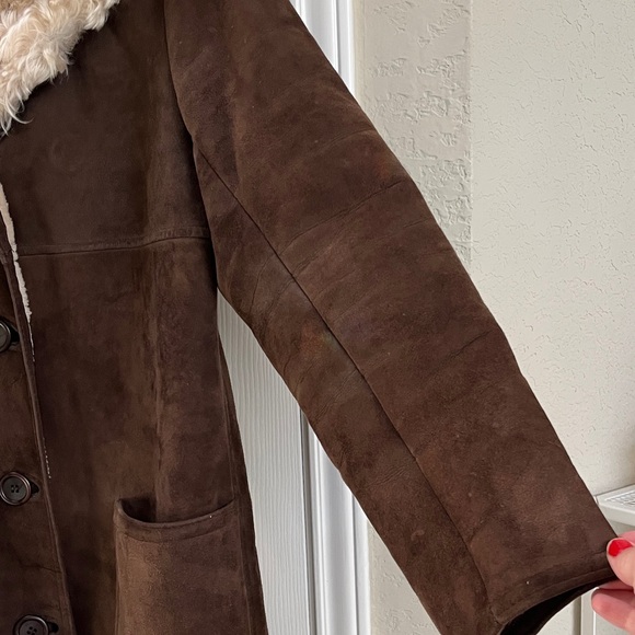 Vintage Lambskin penny lane suede shearling chocolate brown coat- medium - Picture 5 of 16